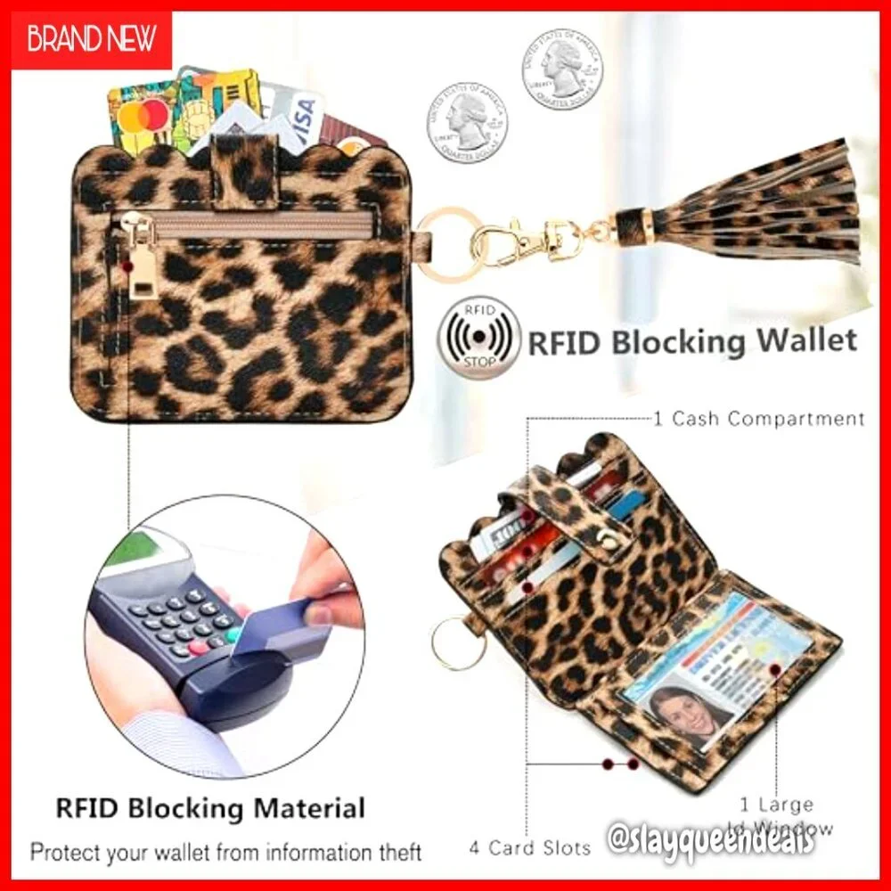 RFID Blocking Wristlet Wallet with Keychain - 5 Card Slots & Coin Pocket